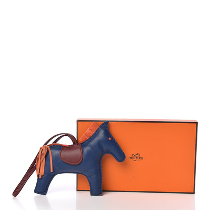 Hermes Milo Lambskin Grigri Rodeo Horse Bag Charm GM Bleu de Malte Rouge H Orange Poppy 4 of 4