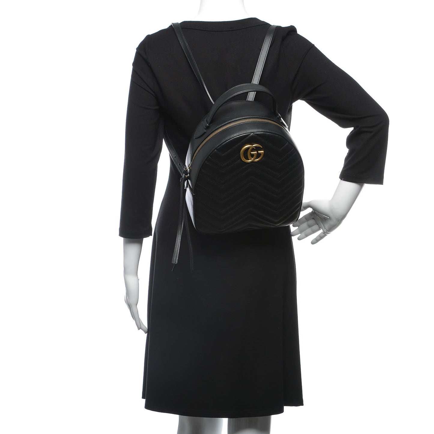 Calfskin Matelasse GG Marmont Backpack Black