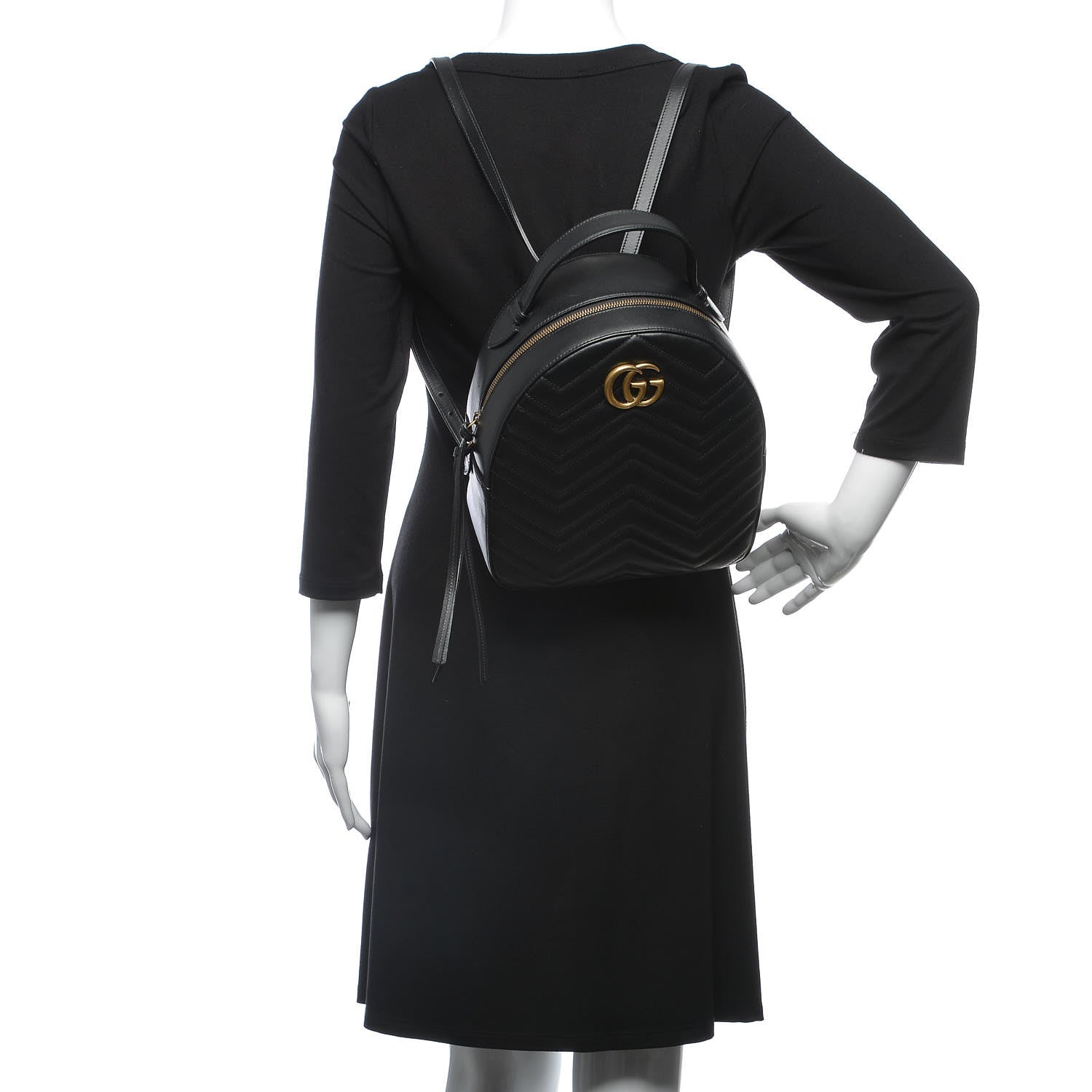 Gucci Calfskin Matelasse GG Marmont Backpack Black 2 of 9