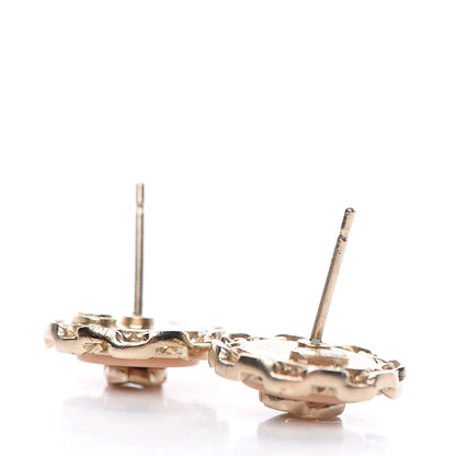 Chanel Resin Chain CC Round Earrings Gold Pink 4 of 4
