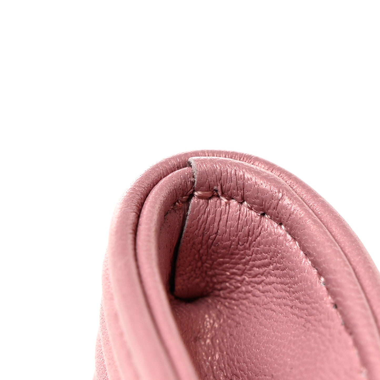 Metallic Lambskin Quilted Boy Card Holder Wallet Pink