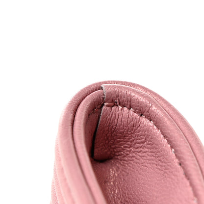 Chanel Metallic Lambskin Quilted Boy Card Holder Wallet Pink 11 of 11