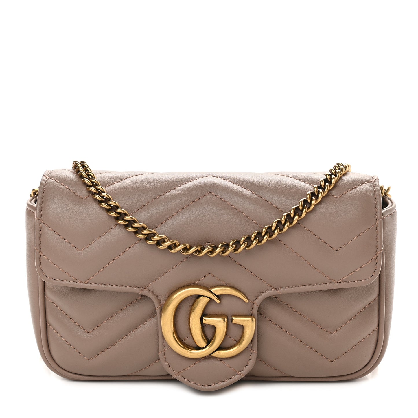 Calfskin Matelasse Super Mini GG Marmont Shoulder Bag Porcelain Rose