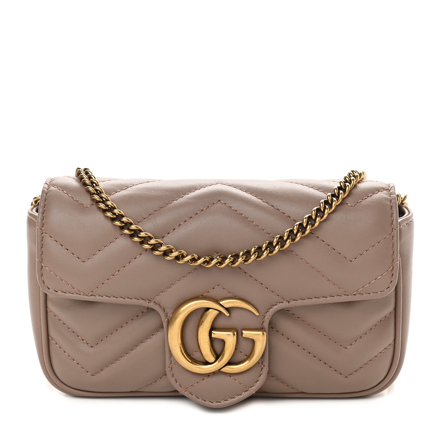 Gucci Calfskin Matelasse Super Mini GG Marmont Shoulder Bag Porcelain Rose 1 of 9