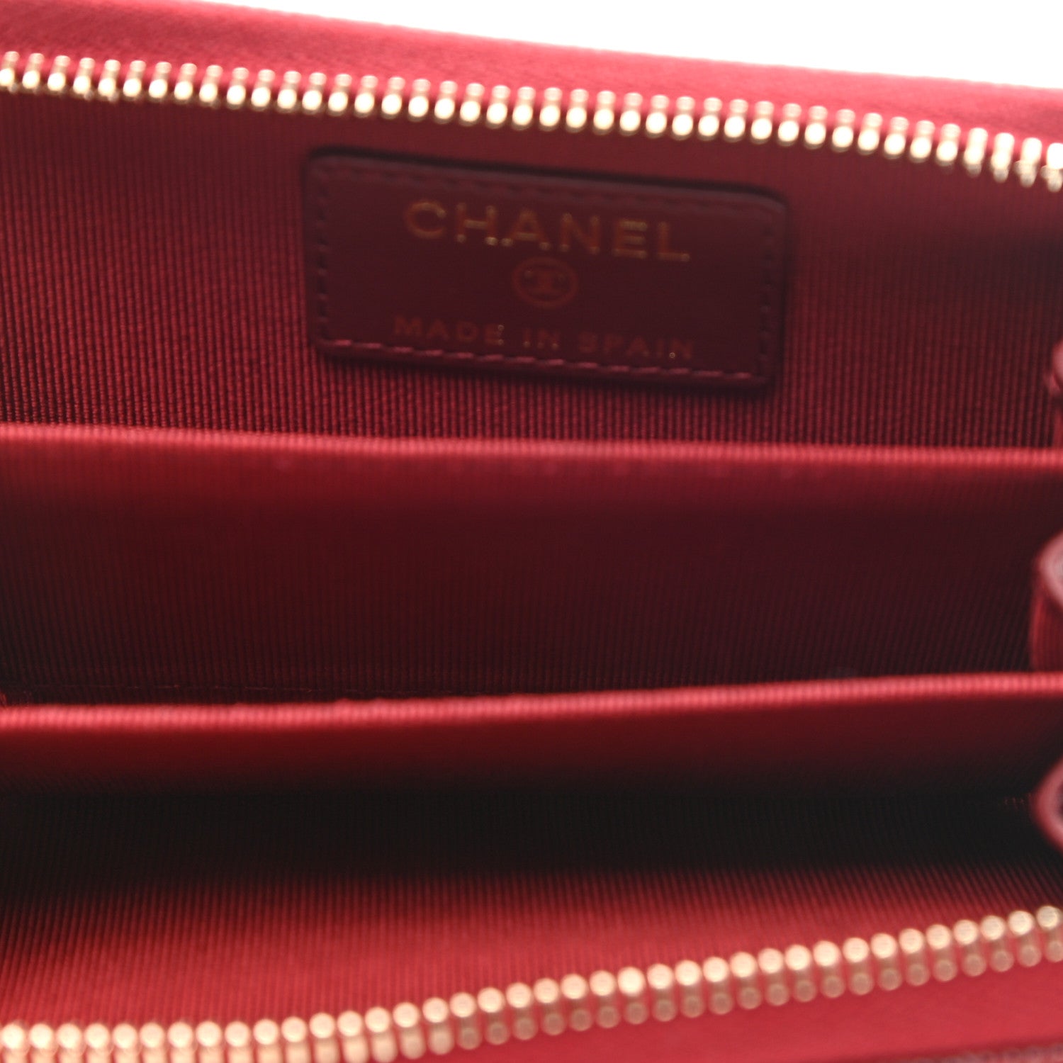 Chanel Caviar Quilted Zip Around Coin Purse Burgundy 5 of 8