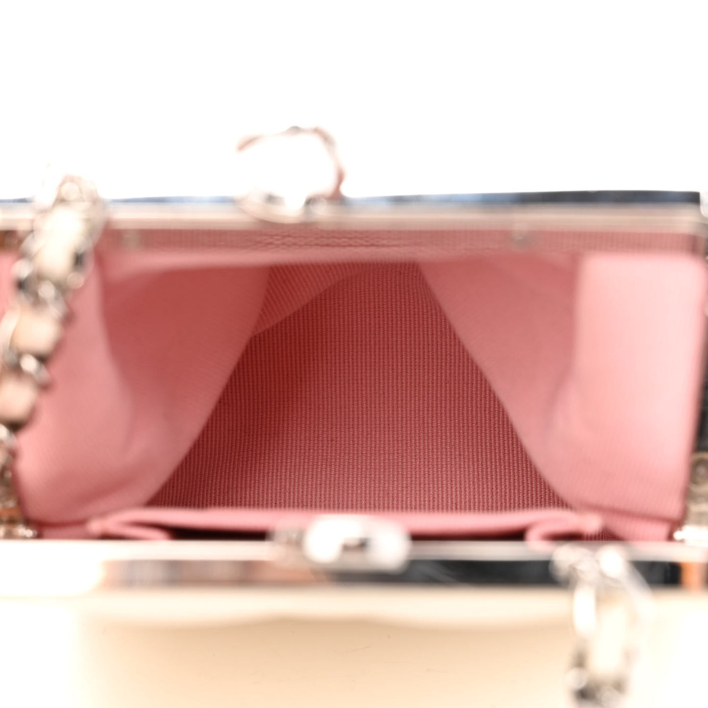 Lambskin Quilted CC Evening Clutch With Chain White