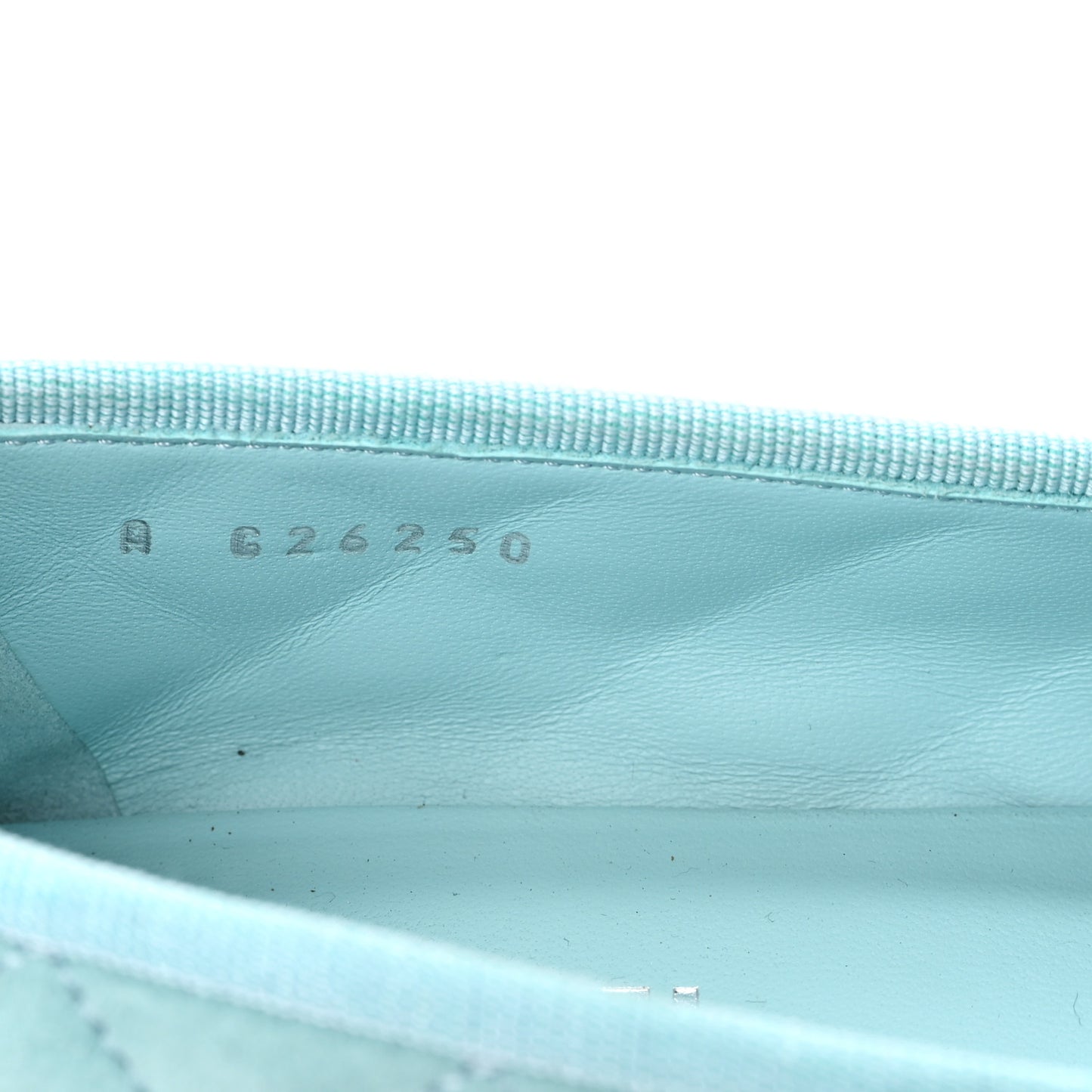 Suede Calfskin Quilted Cap Toe CC Ballerina Flats 38 Light Blue