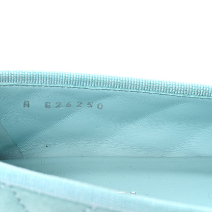 Chanel Suede Calfskin Quilted Cap Toe CC Ballerina Flats 38 Light Blue 9 of 10