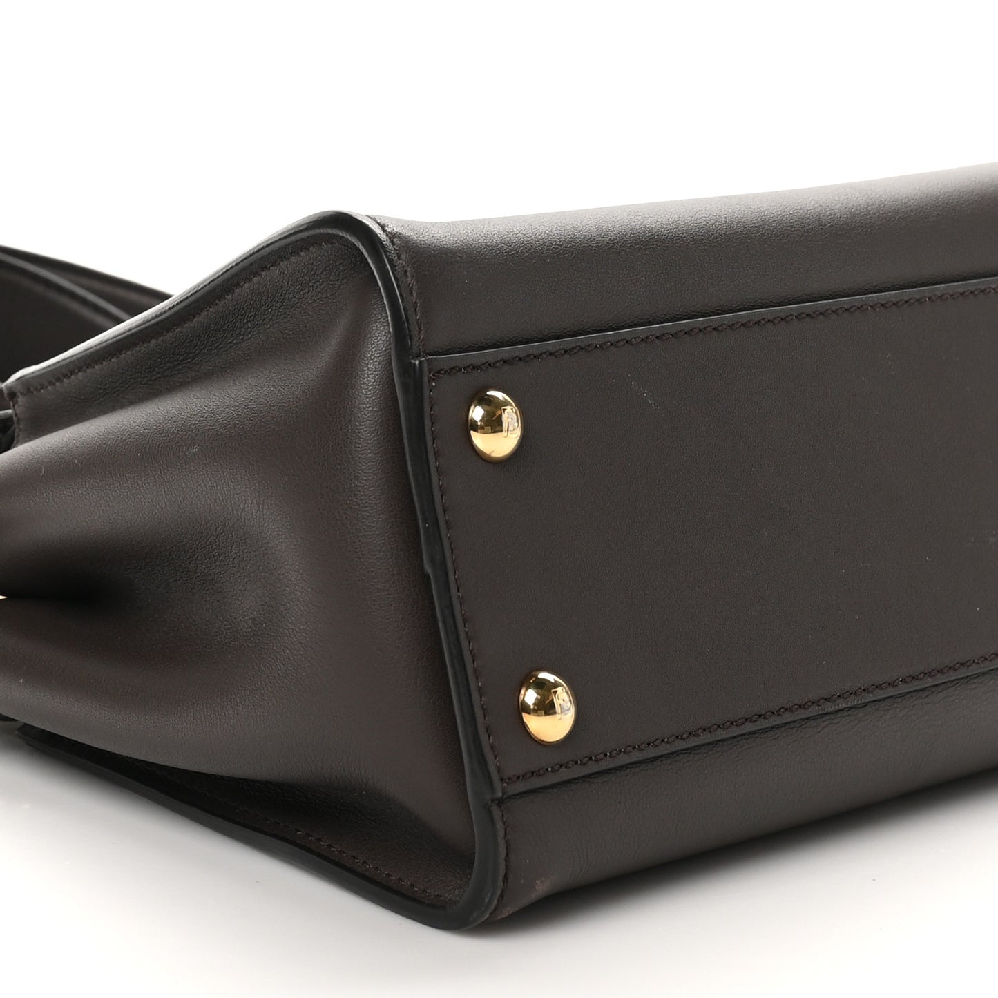 Vitello Seta Suede FF Mini Peekaboo Iconic Satchel Chocolate Sigaro Marrone