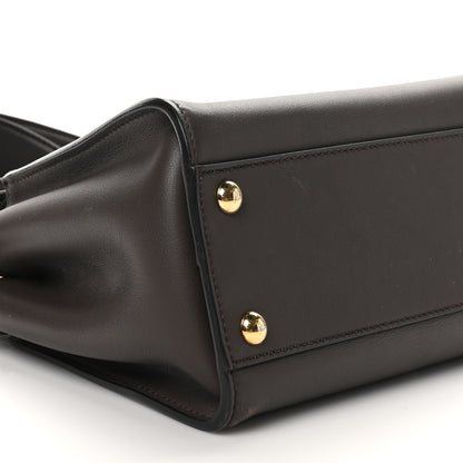 Fendi Vitello Seta Suede FF Mini Peekaboo Iconic Satchel Chocolate Sigaro Marrone 8 of 9