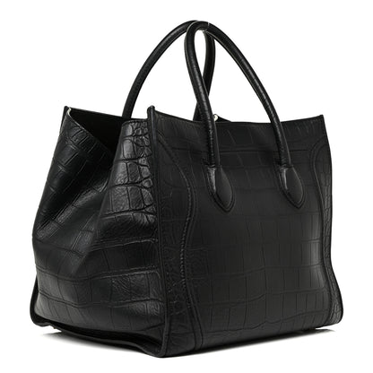 Celine Crocodile Embossed CELINE Calfskin Crocodile Embossed Medium Phantom Luggage Black Medium Phantom Luggage Black 3 of 16