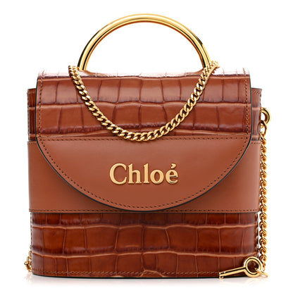 Chloe Calfskin Crocodile Embossed Small Aby Lock Chestnut Brown 1 of 10