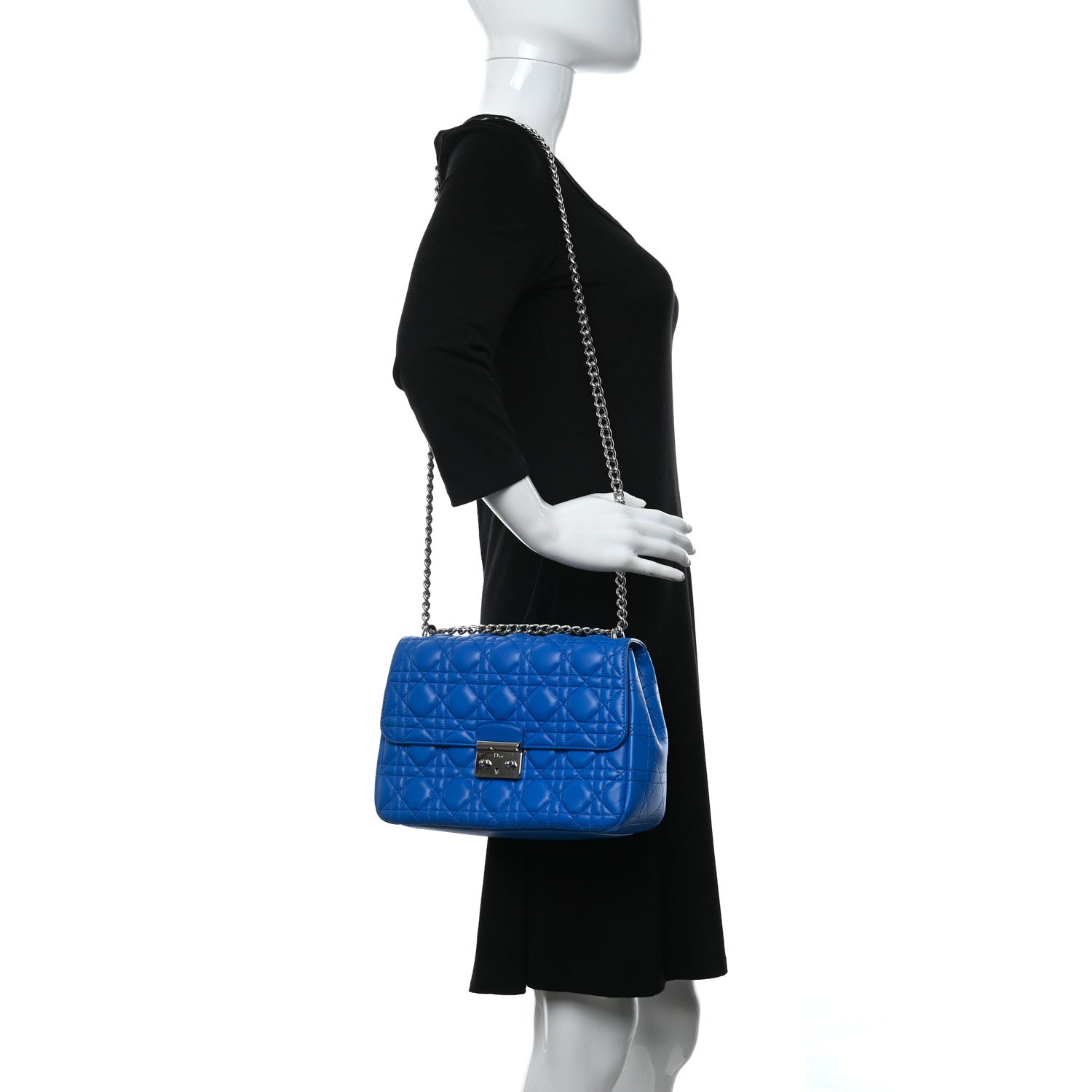 Christian Dior Lambskin Cannage Large Miss Dior Flap Blue 2 of 8