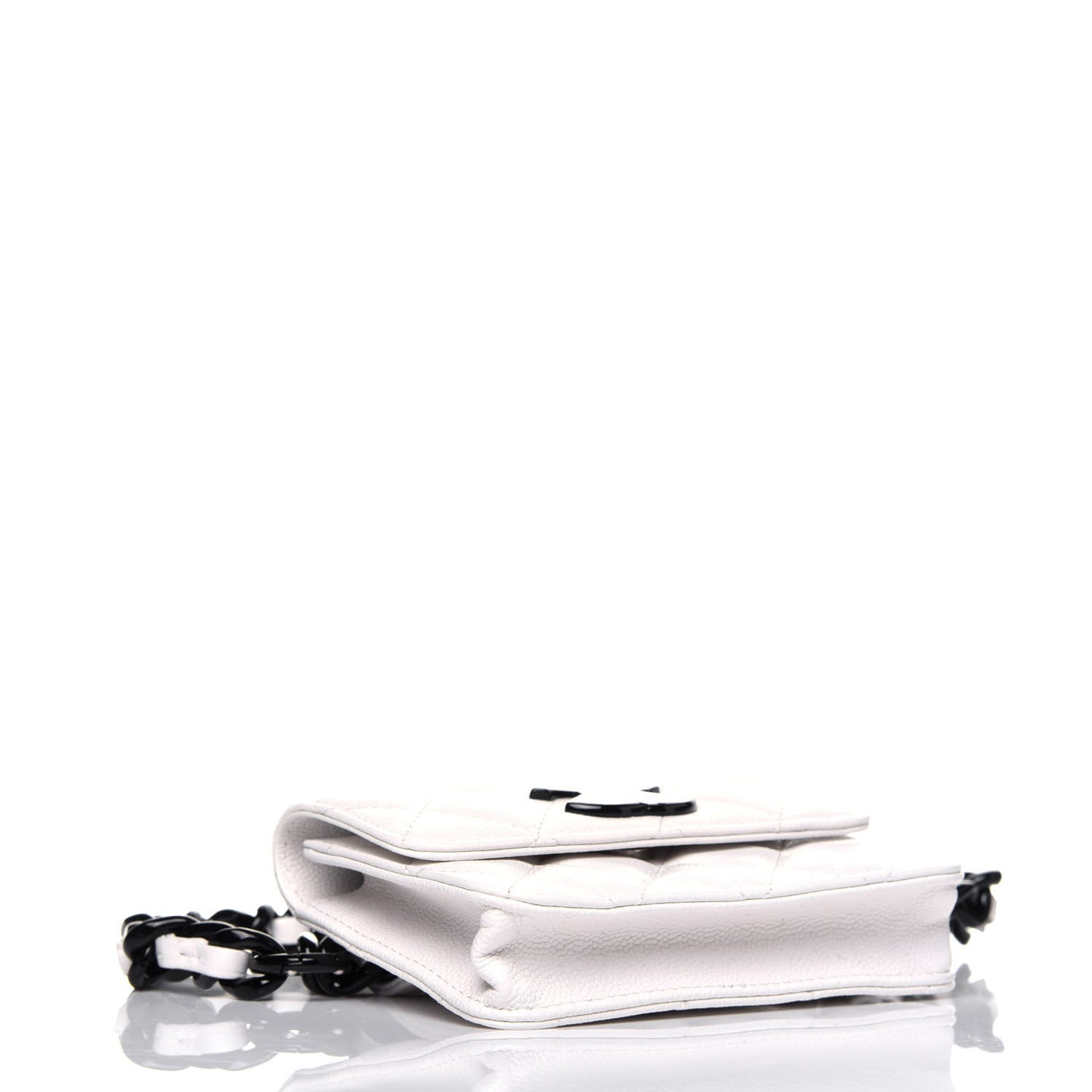 Caviar Quilted My Everything Belt Flap Card Holder White