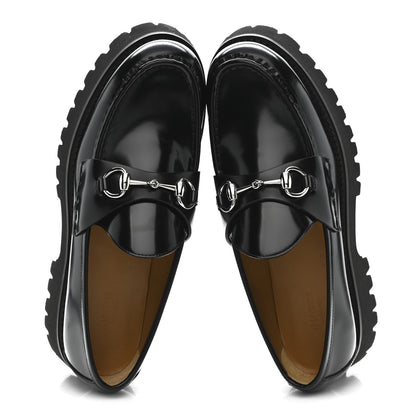 Gucci Cordovan Lux Womens Horsebit 45mm Platform Loafers 39.5 Black 2 of 11