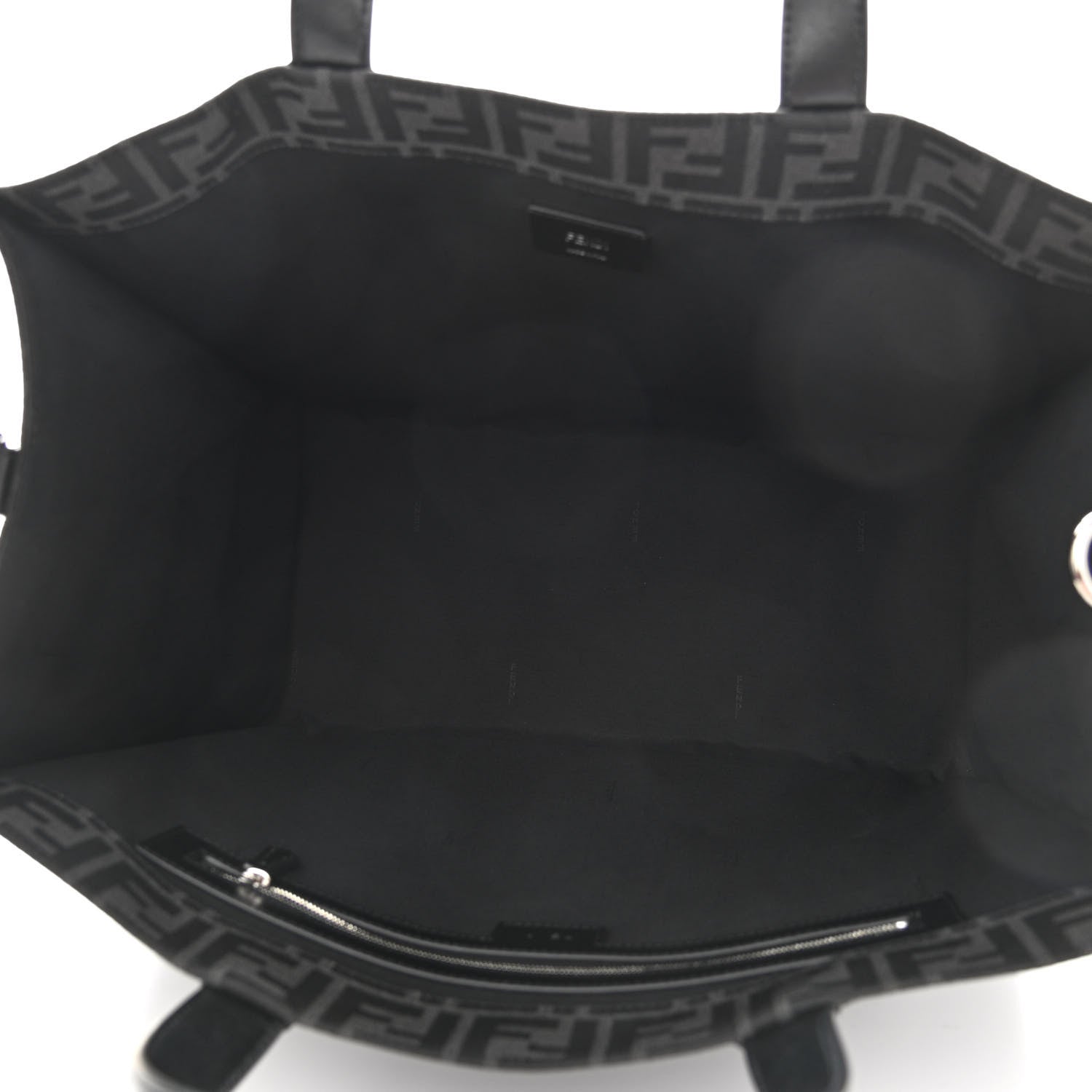 Fendi Recycled Fabric Jacquard Vitello Astro FF 1974 Shopping Tote Asfalto Black 5 of 11