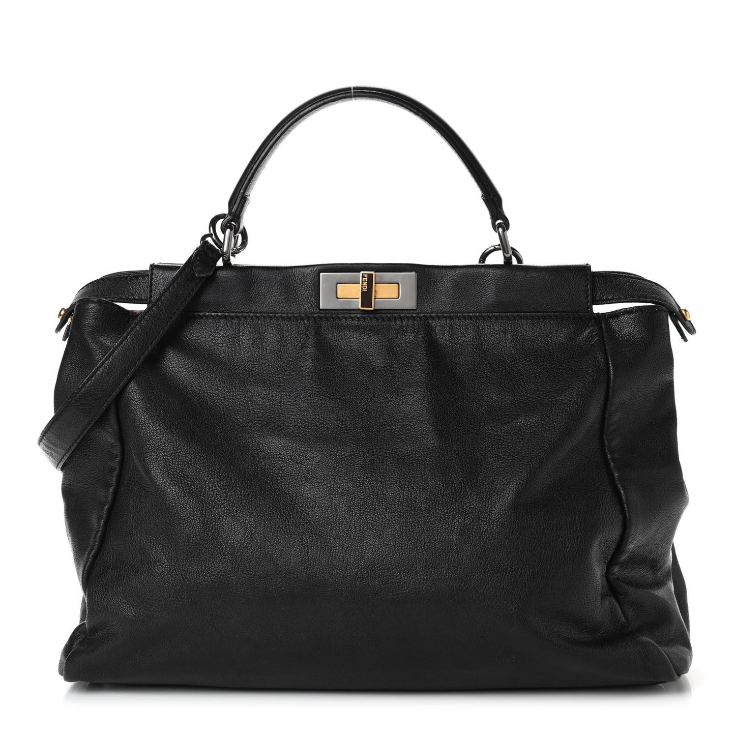 Goatskin Large Peekaboo Iconic Satchel Black