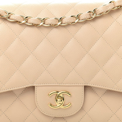 Chanel Caviar Quilted Jumbo Double Flap Beige Clair 10 of 11