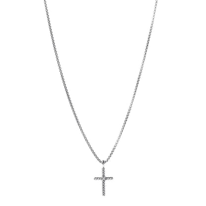 David Yurman Sterling Silver Diamond Cable Classics Cross Necklace 1 of 6