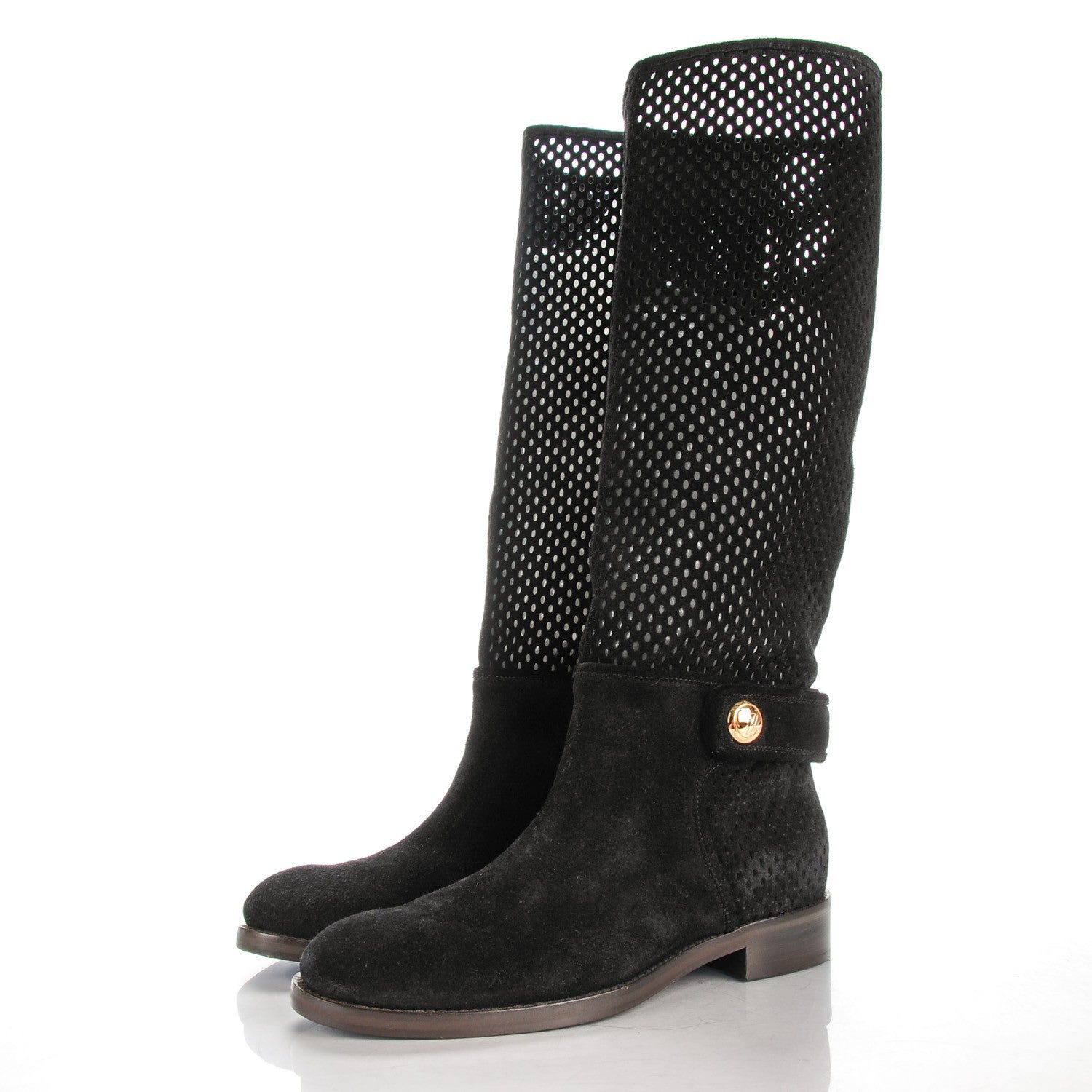 Louis Vuitton Suede Perforated Free Ride High Boots 38 Black 3 of 9