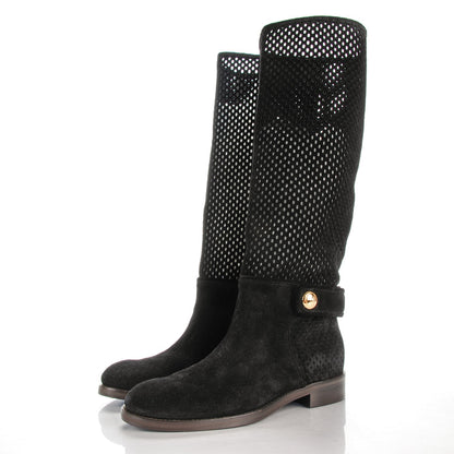 Louis Vuitton Suede Perforated Free Ride High Boots 38 Black 3 of 9