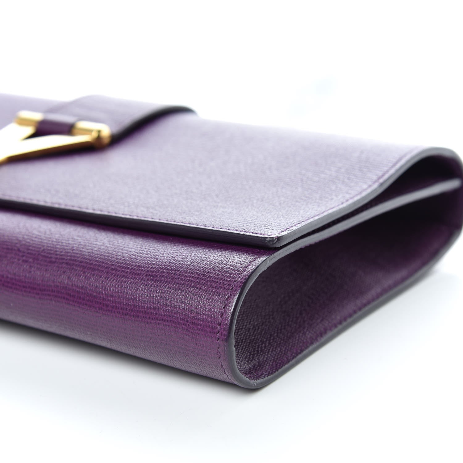 Saint Laurent Textured Calfskin Y Ligne Clutch Purple 6 of 11