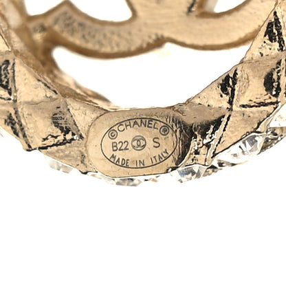 Chanel Crystal CC Round Earrings Gold 8 of 8