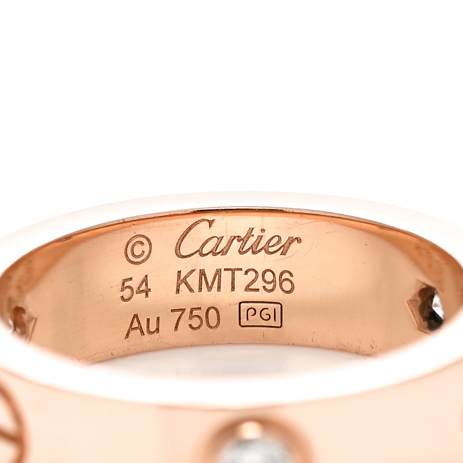 Cartier 18K Pink Gold 3 Diamond 5.5mm LOVE Ring 54 6.75 4 of 5