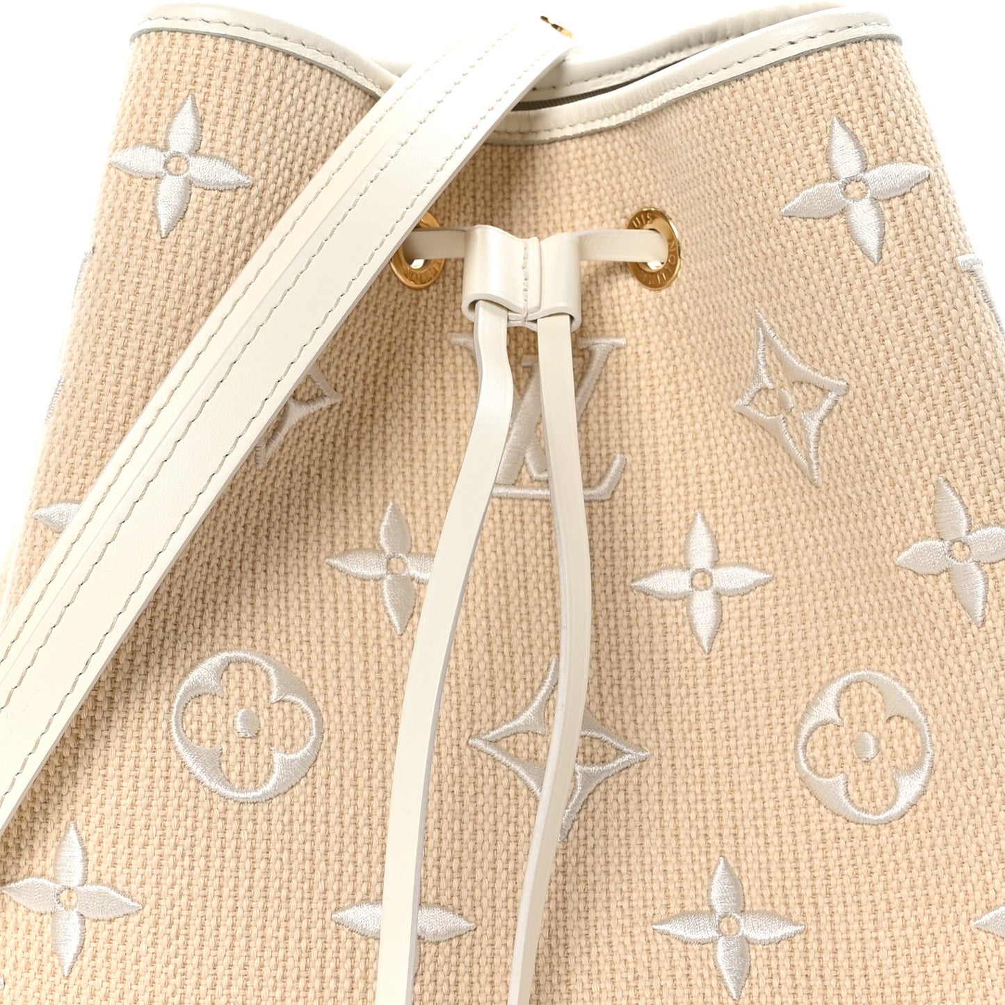 Cotton Monogram Embroidered Neonoe MM Beige White