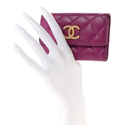 Chanel Caviar Quilted Textured CC Flap Card Holder Purple 2 of 10
