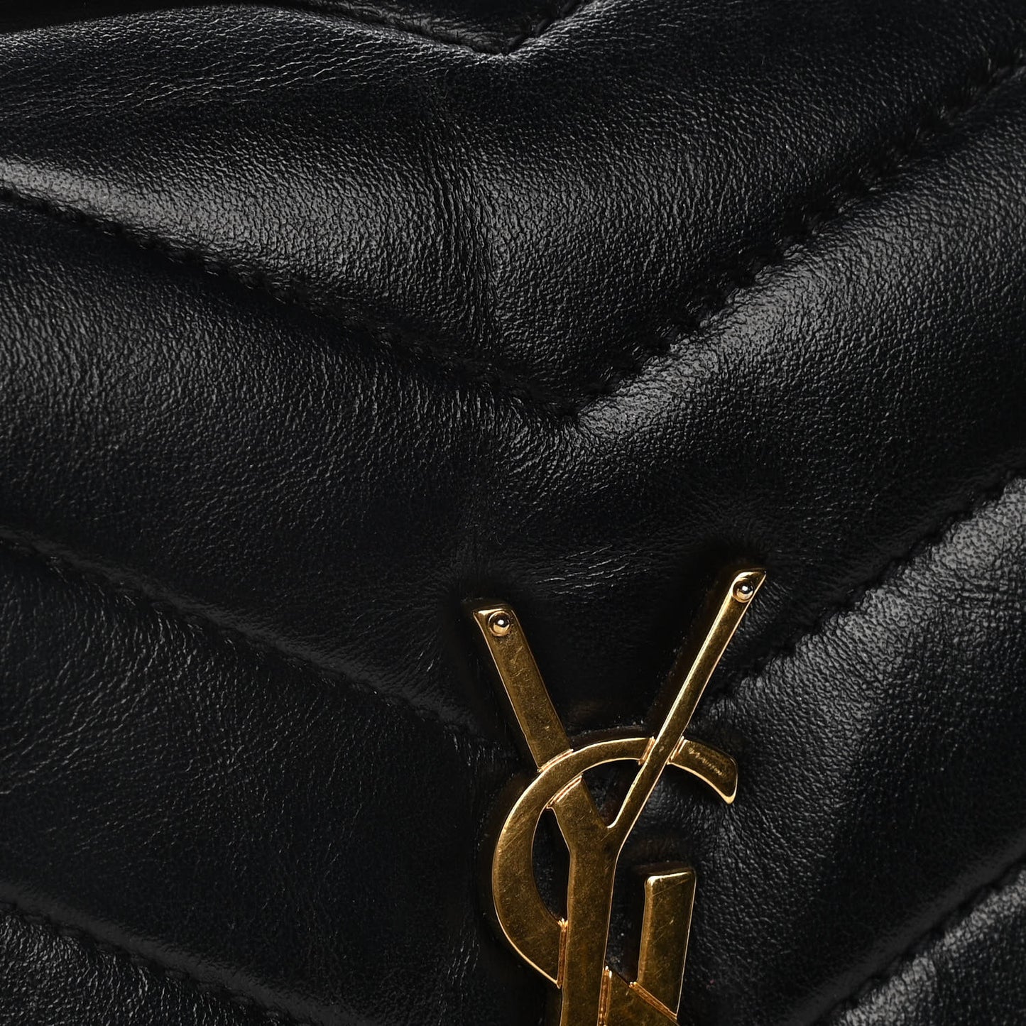 Calfskin Y Quilted Monogram Small Loulou Chain Satchel Black