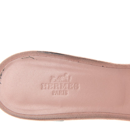 Hermes Suede Goatskin Crystal Oasis Sandals 38.5 Rose 8 of 10