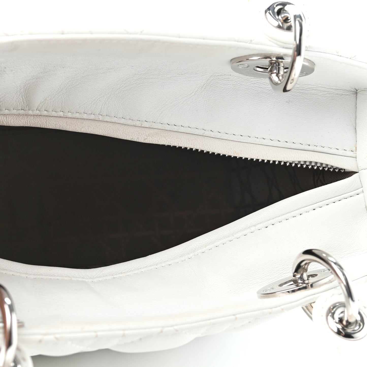 Lambskin Cannage Medium Lady Dior White