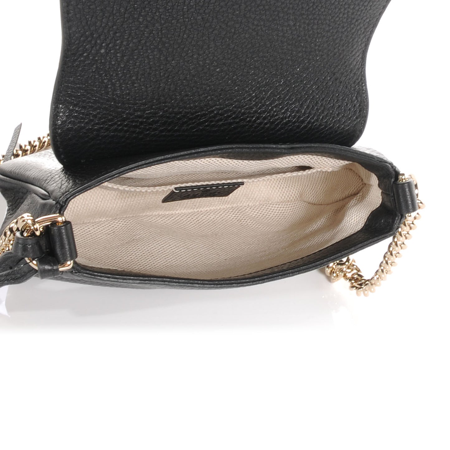 Pebbled Calfskin Small Soho Flap Crossbody Black