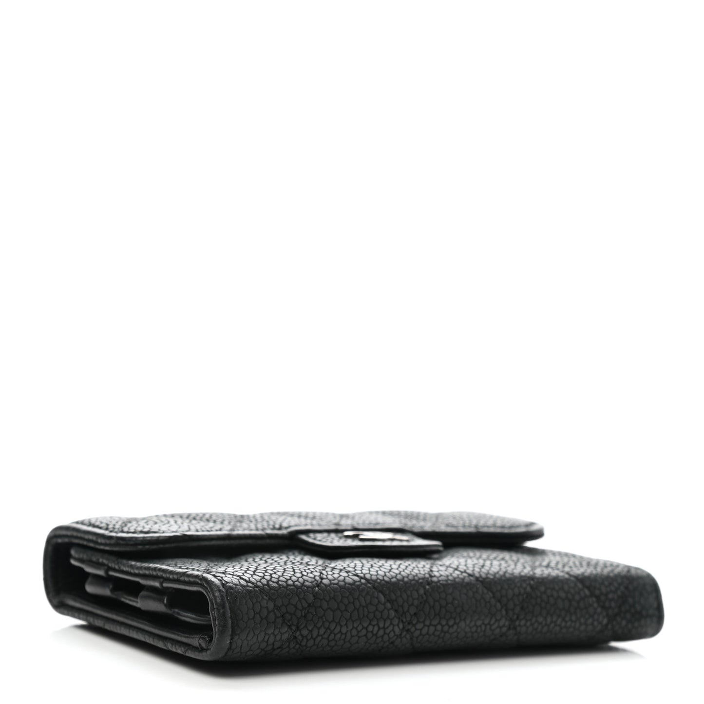 Caviar Quilted Flap Phone Holder Wallet Black