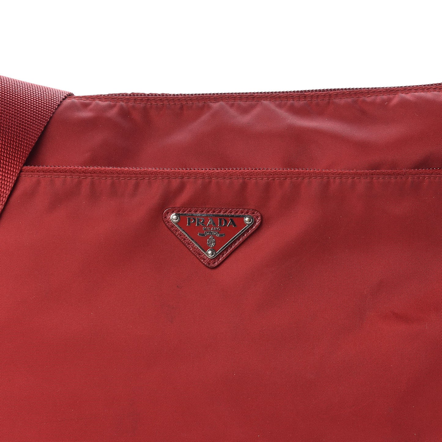 Tessuto Nylon Flat Messenger Bag Red