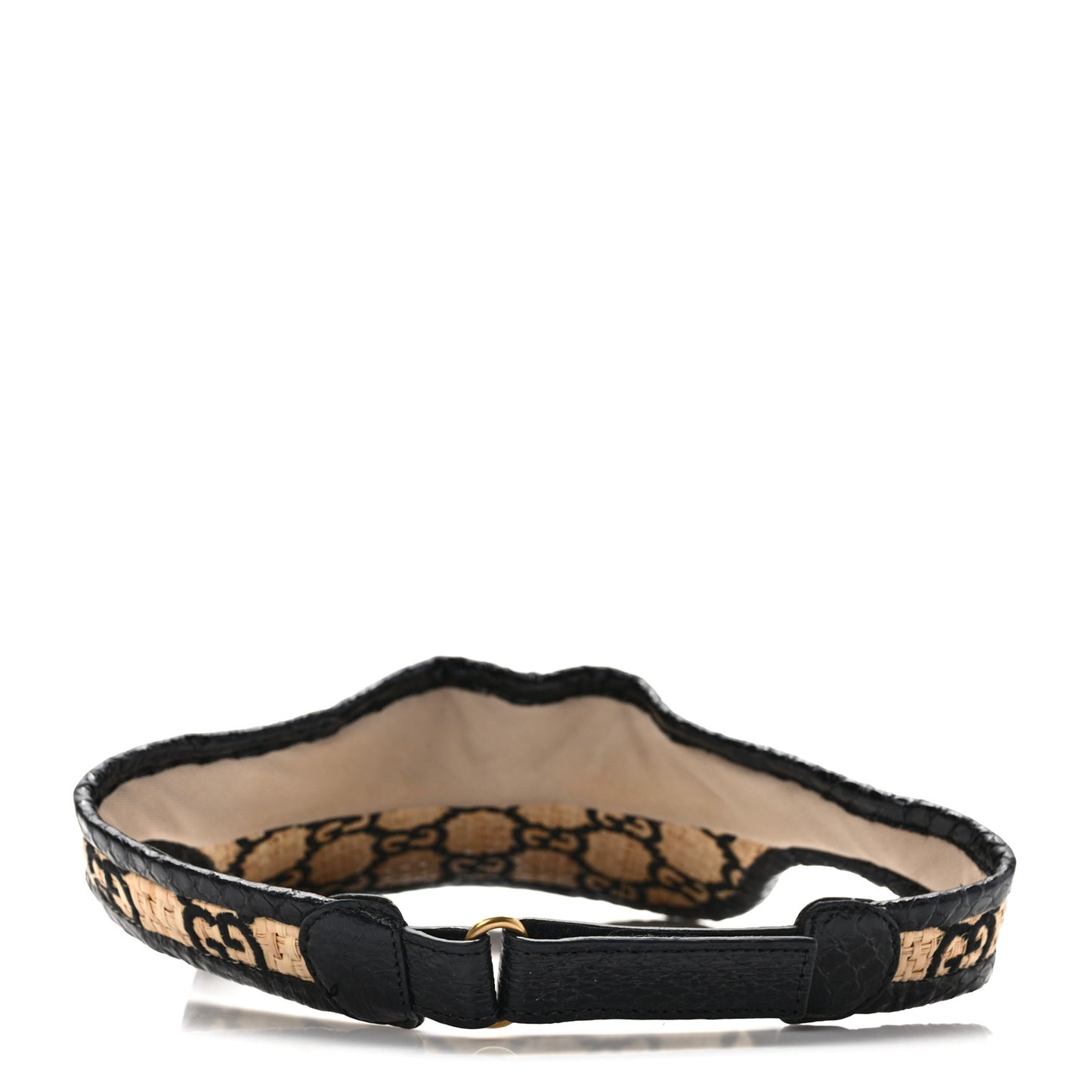 Raffia Elaphe GG Monogram Embroidered Afraa Visor M Ivory Black