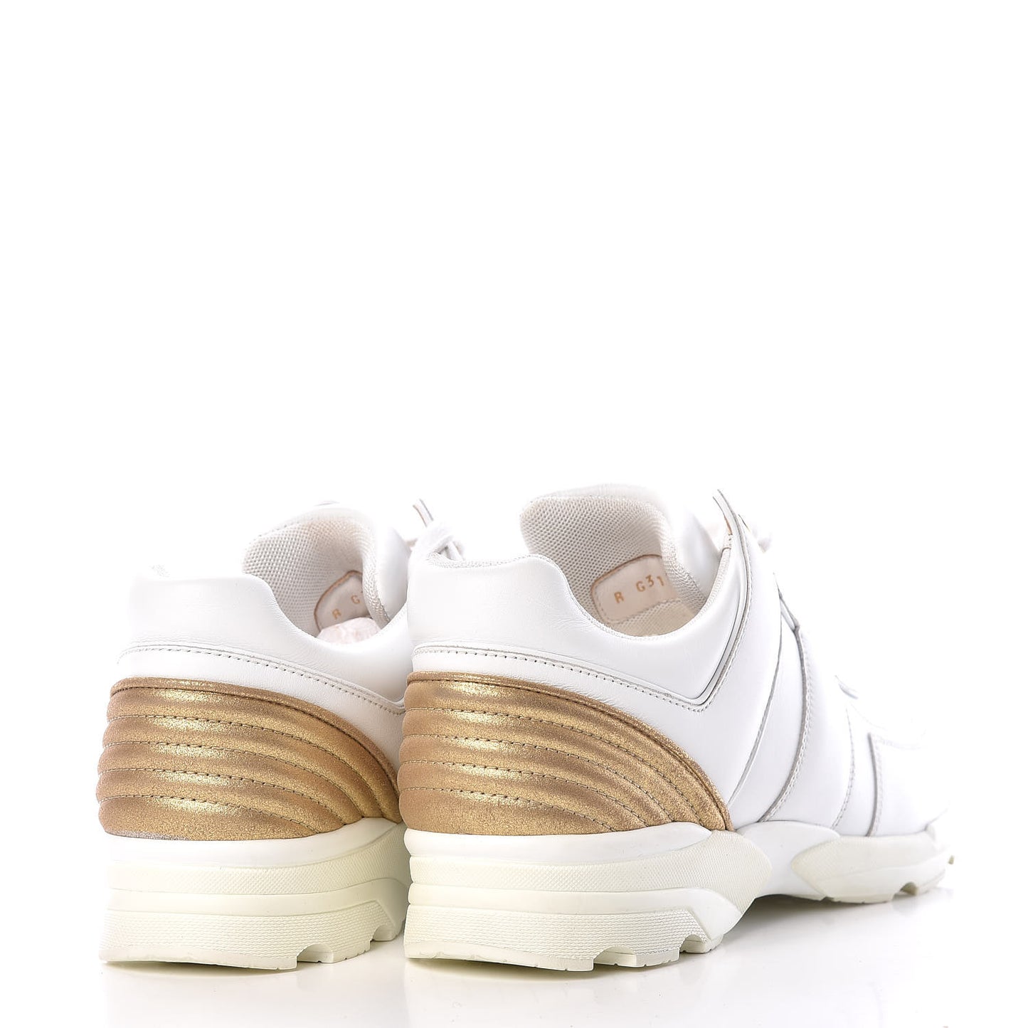 Calfskin Laminated Lambskin CC Sneakers 41 White Gold