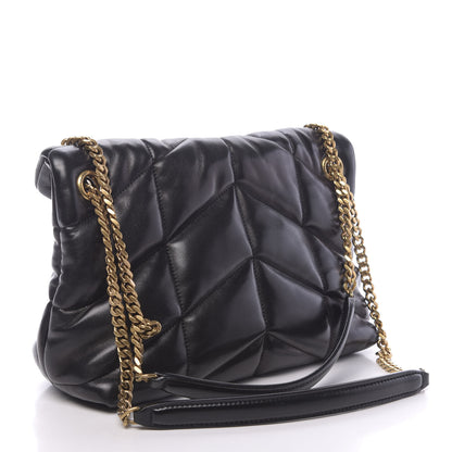 Saint Laurent Lambskin Quilted Small Loulou Puffer Monogram Chain Satchel Black 3 of 10