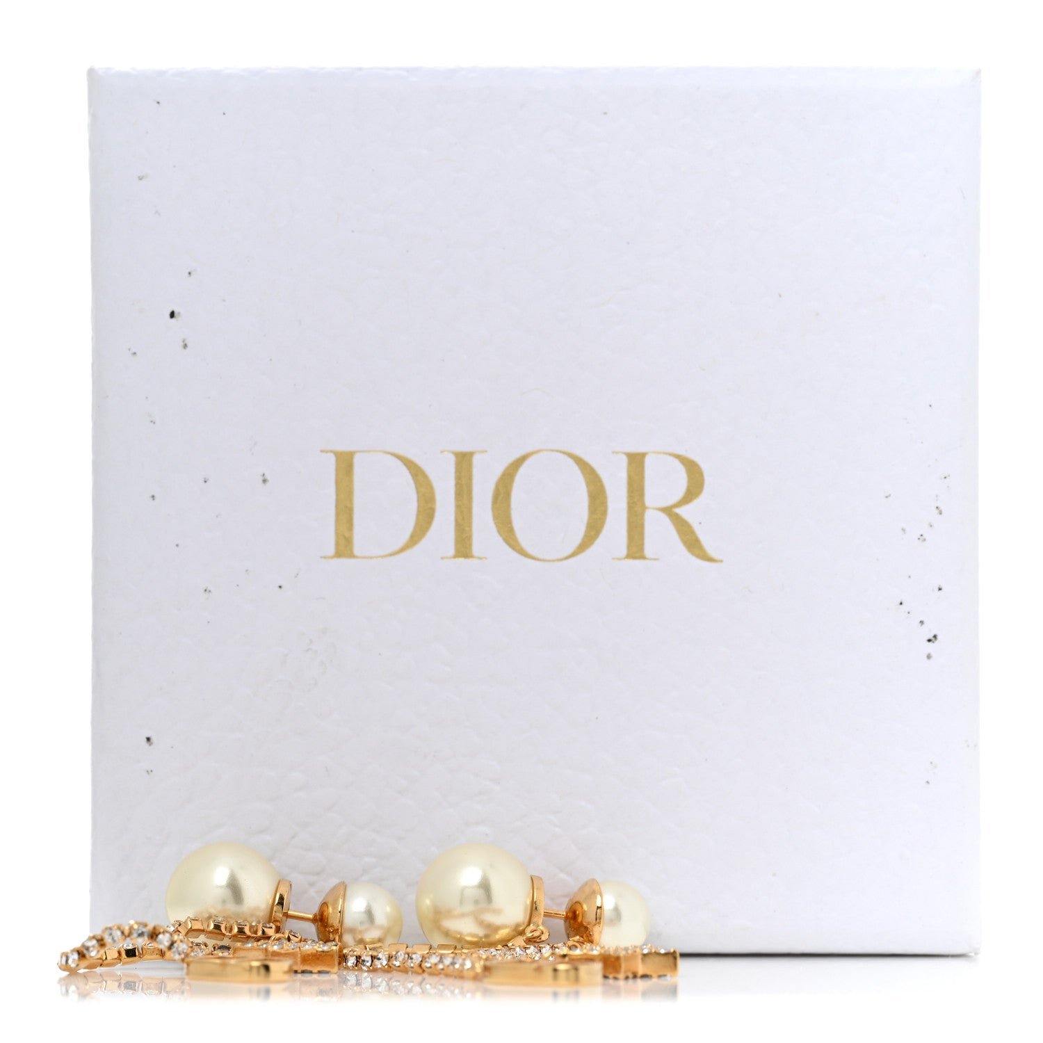Christian Dior Pearl Crystal Star Tribale Dangle Chain Earrings Gold 5 of 5