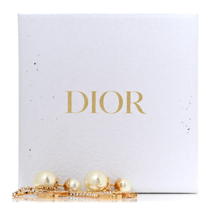 Christian Dior Pearl Crystal Star Tribale Dangle Chain Earrings Gold 5 of 5