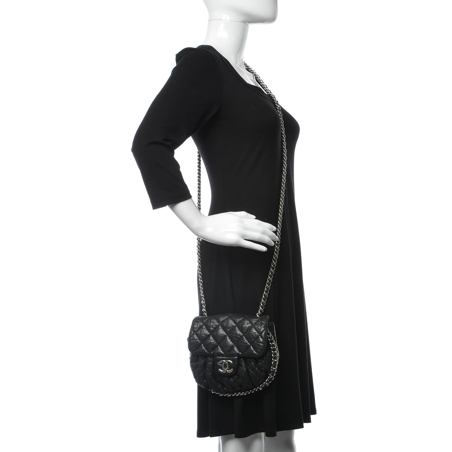 Washed Lambskin Mini Chain Around Messenger Black