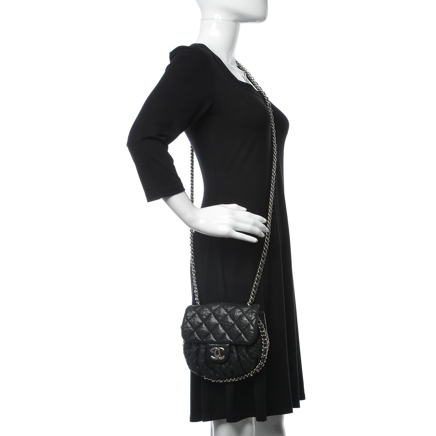 Chanel Washed Lambskin Mini Chain Around Messenger Black 2 of 9