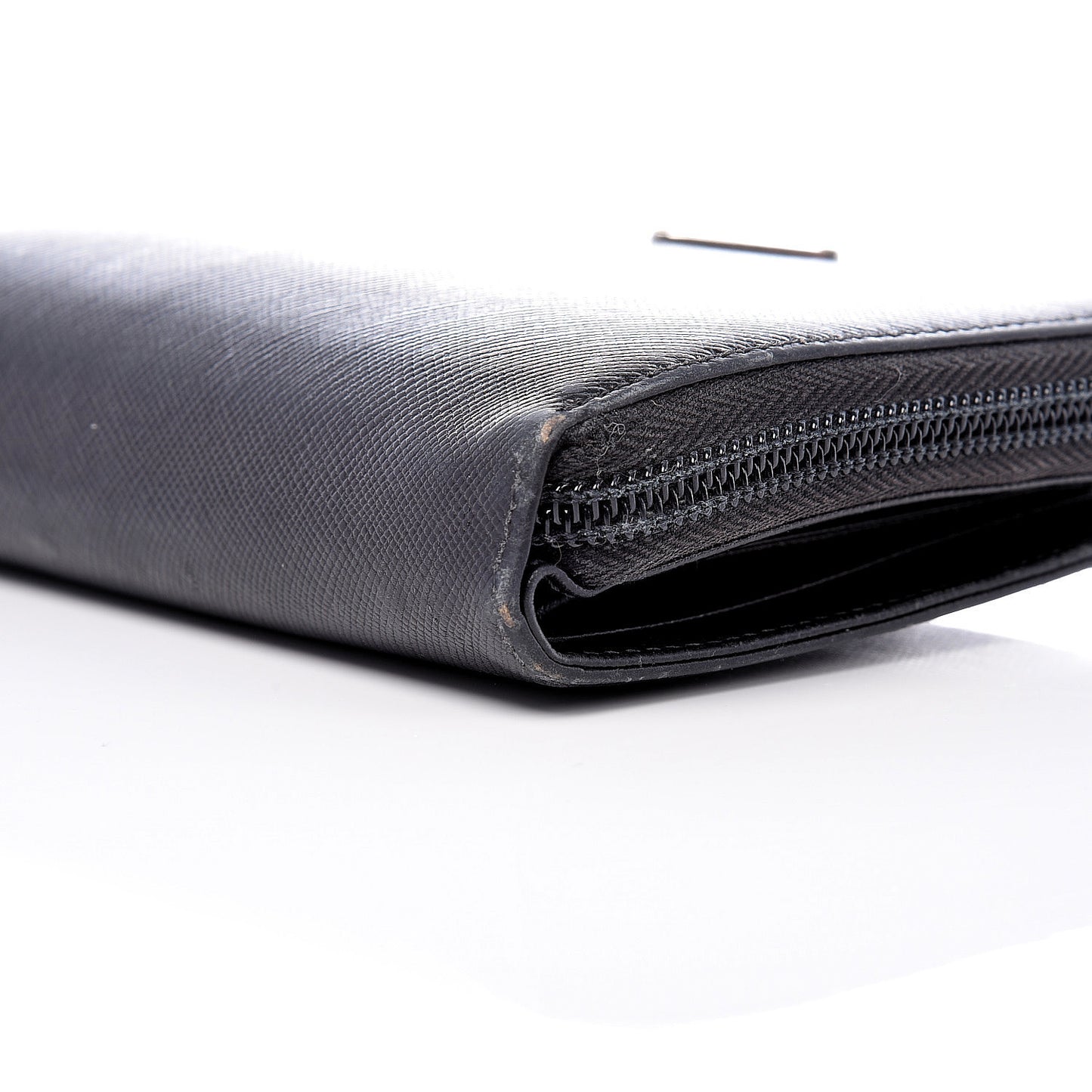Saffiano Compact Zip Around Wallet Black