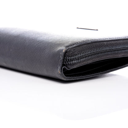 Prada Saffiano Compact Zip Around Wallet Black 12 of 14