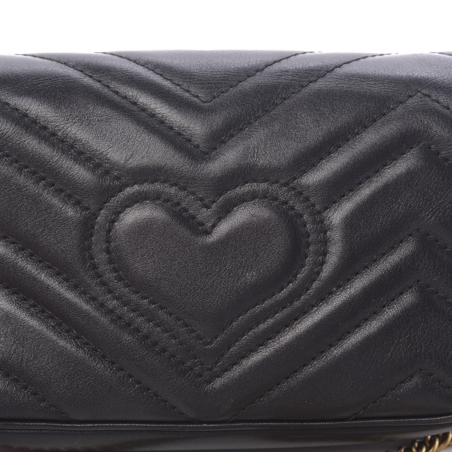 Gucci Calfskin Matelasse Super Mini GG Marmont Shoulder Bag Black 11 of 12