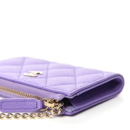 Chanel Caviar Quilted Zipped Key Holder Case Purple 9 of 12