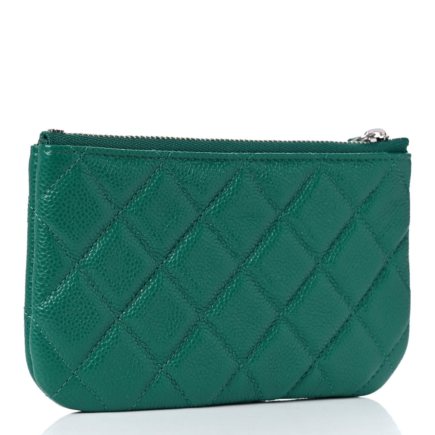 Caviar Quilted Small Cosmetic Case Green