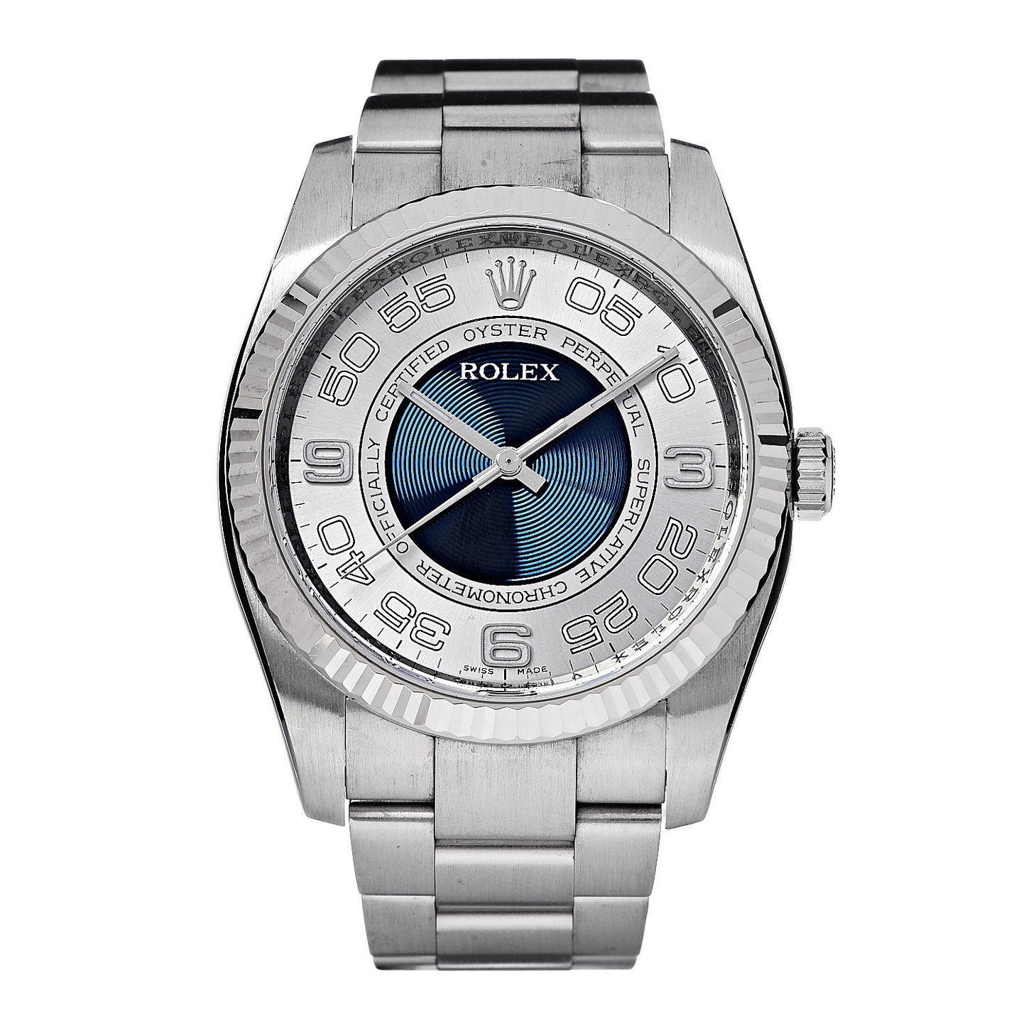 Stainless Steel 36mm Oyster Perpetual Chronometer Watch Concentric Blue 116034