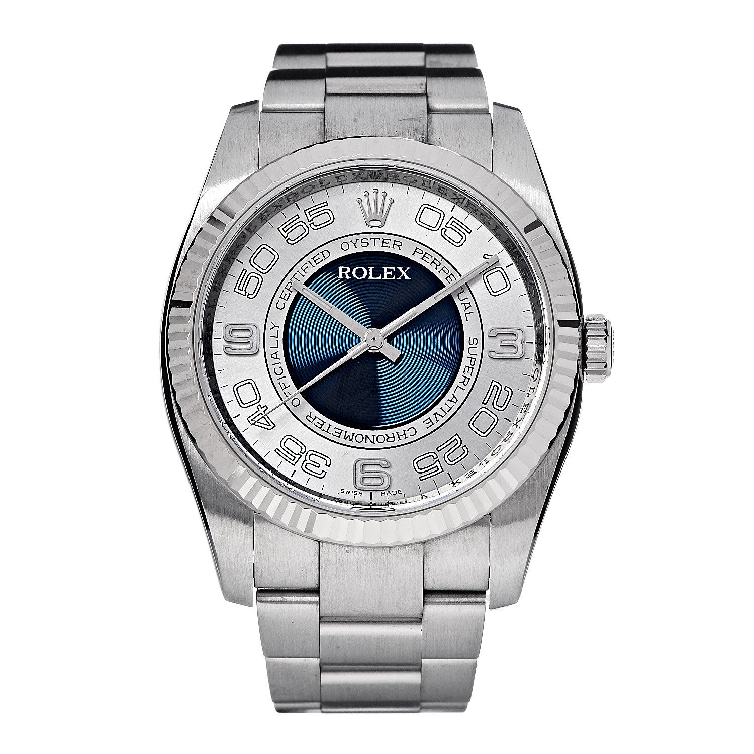 Rolex Stainless Steel 36mm Oyster Perpetual Chronometer Watch Concentric Blue 116034 1 of 7